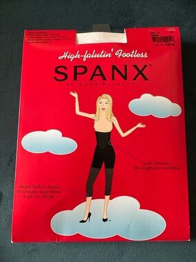 SPANX High Falutin Footless Pantyhose Black Size E Shapewear Open Box PLUS